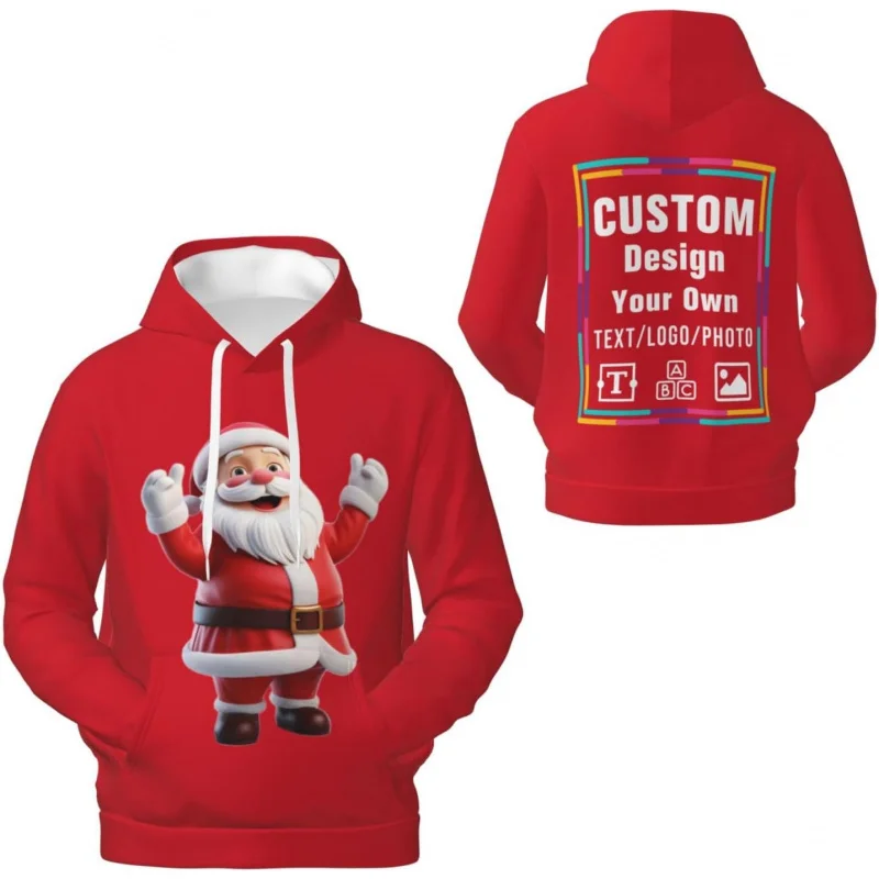 Custom Hoodies for Men Women Design Your Own Pattern Text Holiday Themed Autumn Winter Warm Personalized Sweatshirts