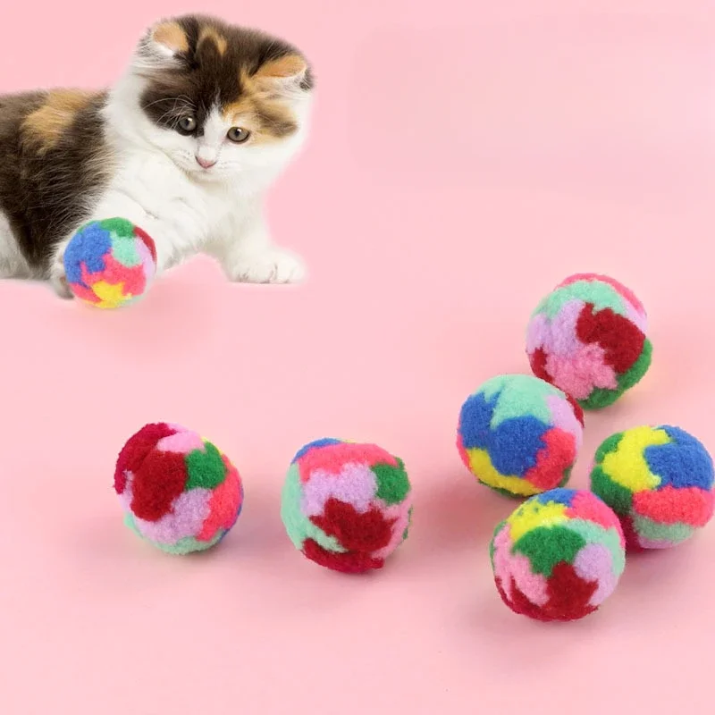 1/10/20pcs Cat Toy New Plush Ball Cat Color Polypropylene Fun  Ball Cat Supplies Wholesale Pet Toys Pet Products