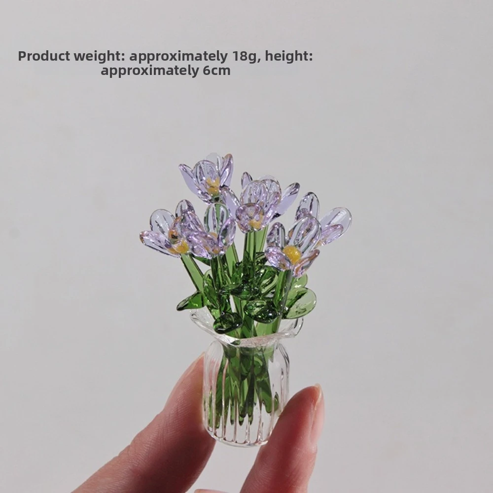 Colorful Glass Flower Decor Simulation Flower Lovely Hand-blown Glass Flower Simulation Floral Delicate