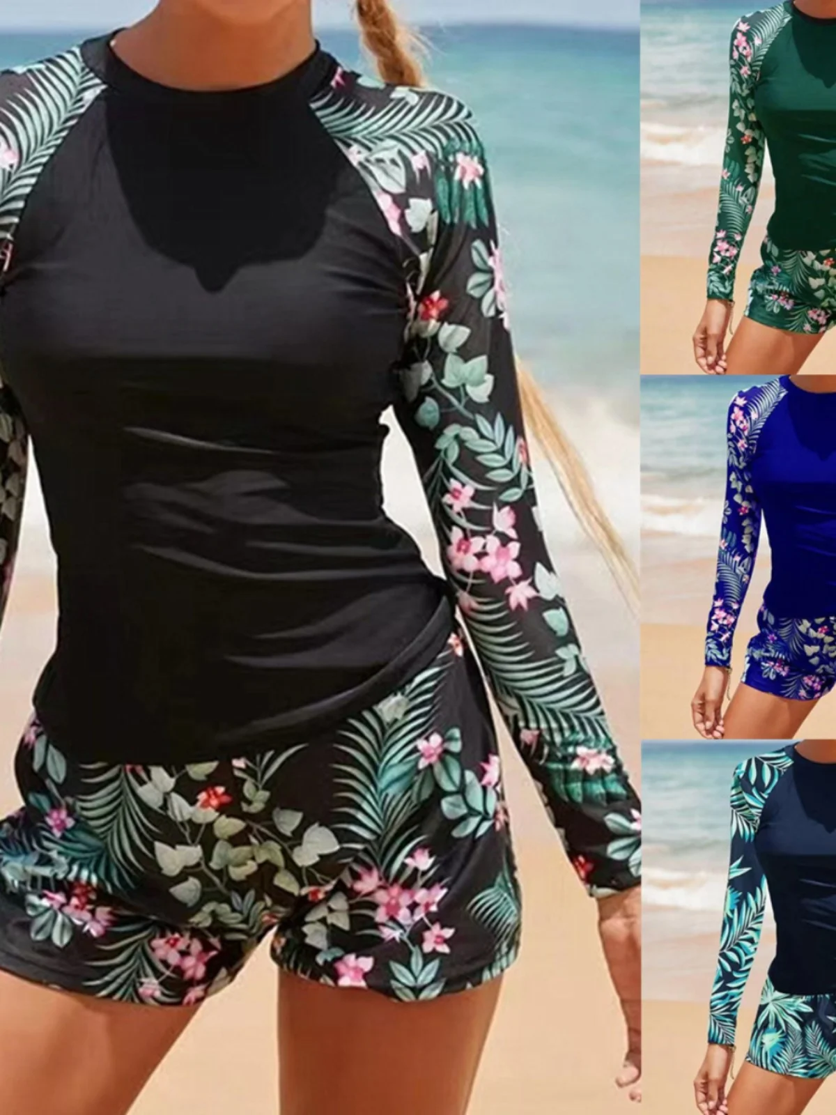 

Женский двухсекционный костюм для дайвинга с плоским углом, длинный купальник Sve, солнцезащитный крем, теплая спортивная консервативная повседневная пляжная одежда