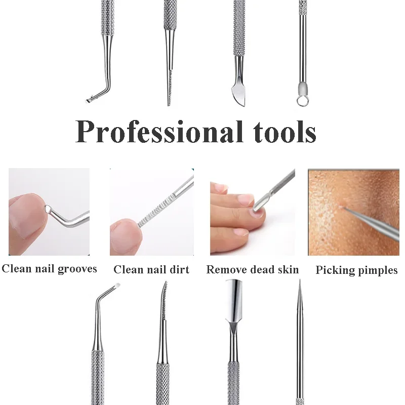 3-7pcs Stainless Steel Manicure Pedicure Knife Nail Clippers To Remove Dead Skin Calluses Thick Hard Acne Needle Pick Tool Set