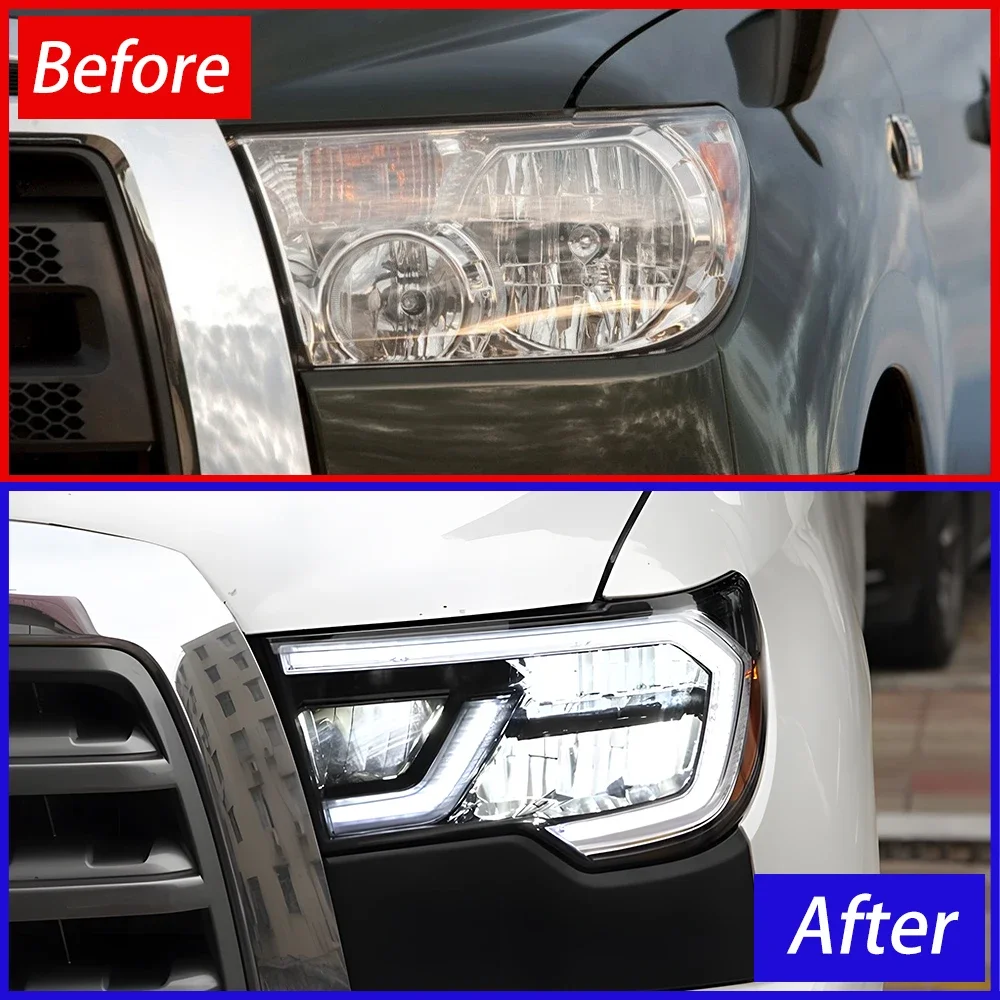 Car Front Lamps for Toyota Tundra Sequoia 2007-2013 Led Auto Headlights Assembly Upgrade 2018-2021 Projector Lens Accessories