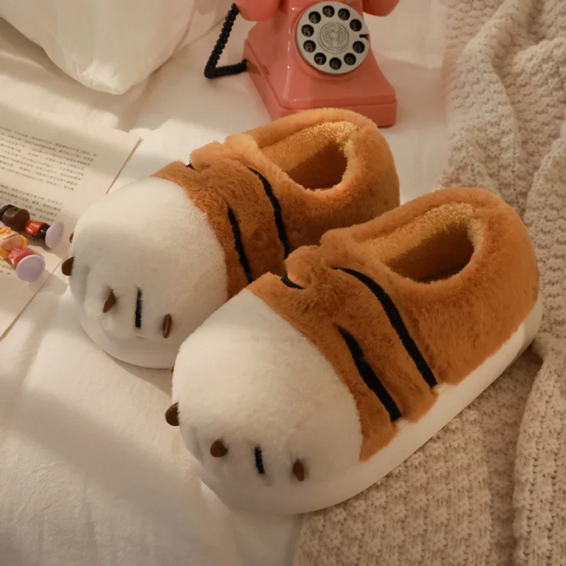 Pantofole in cotone con artiglio di tigre da donna inverno carino casa fondo spesso peluche coppia pantofole da uomo scarpe in cotone moda comoda