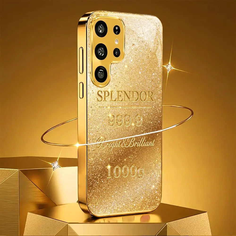 Coque de téléphone en verre Trendy Splendor 1000g Gold pour Samsung Galaxy S26 S25 S24 S23 S22 FE, Ultra, Plus