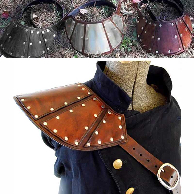 

Medieval Steampunk Leather Shoulder Pad Armor Viking Warrior Gladiator Knight Riveted Pauldrons Larp Cosplay Costume Accessories