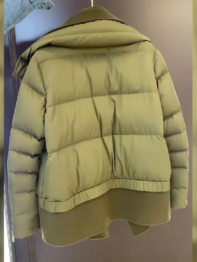 Ay lã retalhos ort terno feminino sle down jaet versão coreana alta quali inverno outerwear quente e sli