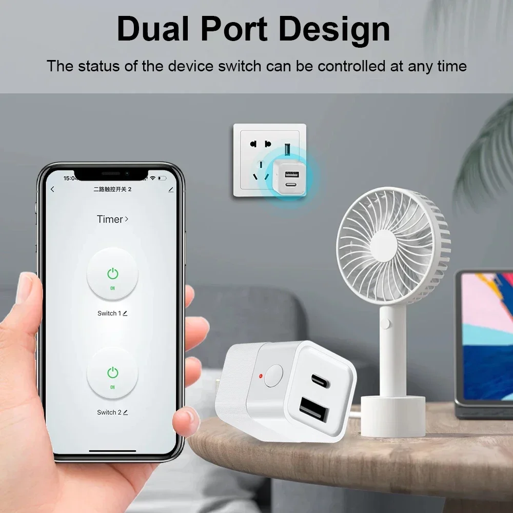 Smart USB Adapter Switch Zigbee 3.0  2 in 1 Mini USB Type-C Power Adaptor Plug Works with Home Assistant Zigbee2MQTT ZHA image 6