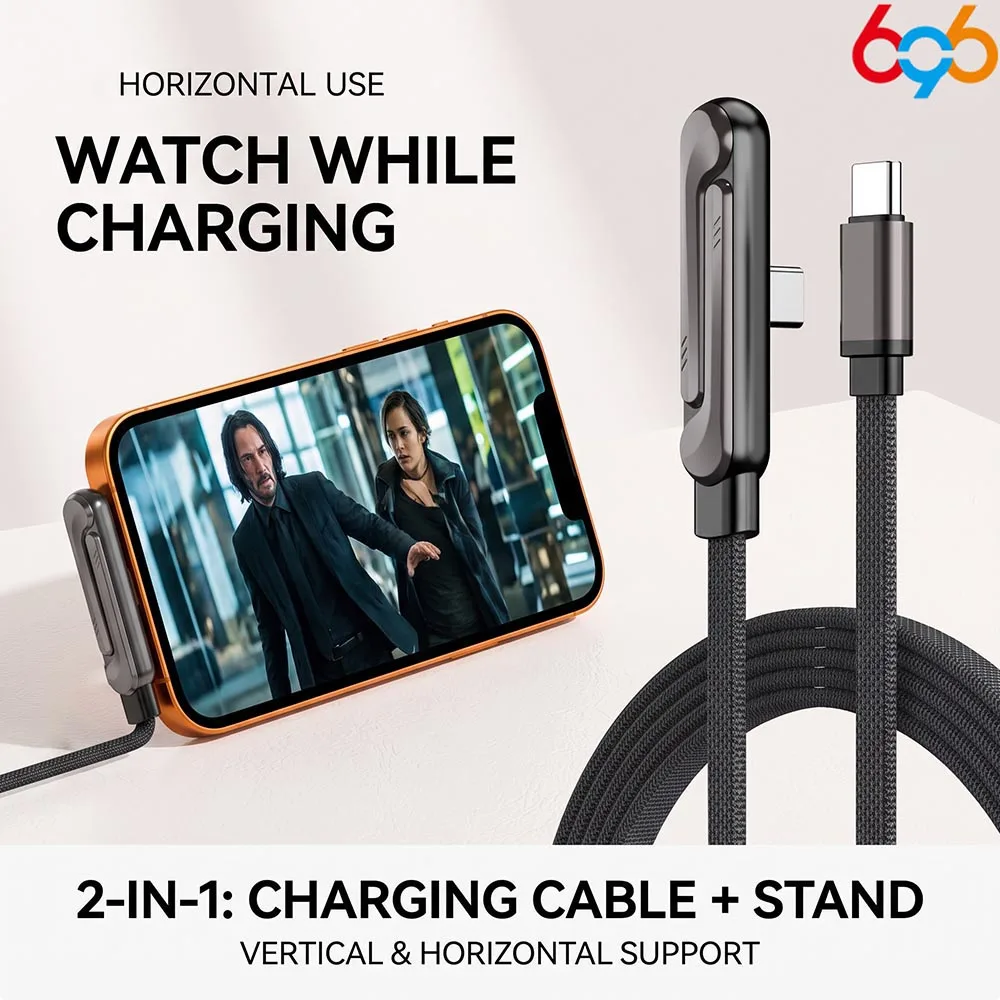 New Foldable Bracket Data Cable Folding Phone Tablet Holder Data Cable Type C To Type C 240W Fast Charging Data Transmission