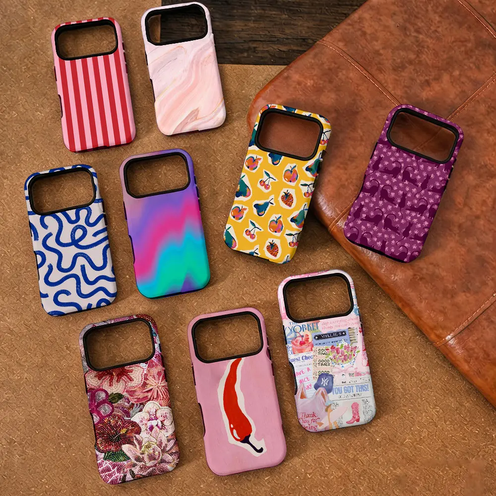 

Fashion Ins Striped Pattern Phone Case for iPhone 17 16e 16 15 14 13 12 11 7 8 Air Pro Max Plus Luxury Double-layer Back Cover