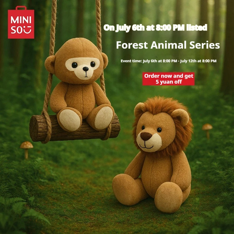 

Forest Animal Series Plush Dolls Lion Monkey Figure Sitting Gift Stuffed Toys Soft Fabric Cultural Creative Cartoon Model