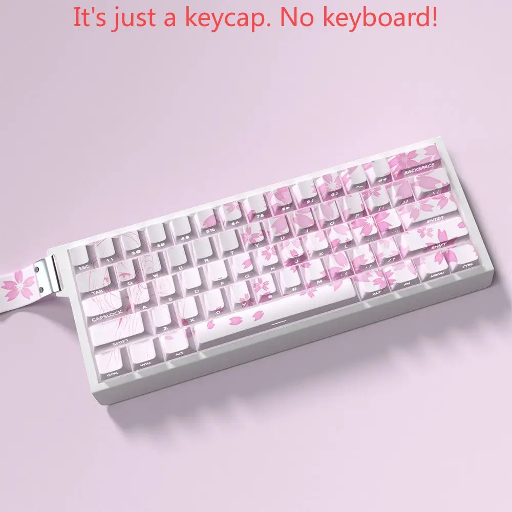 74 Keys PBT Nakano Sanjiu Pink Secondary Keycaps Cherry Side Engraved Translucent Keycaps for 60/68 Mechanical Keyboards