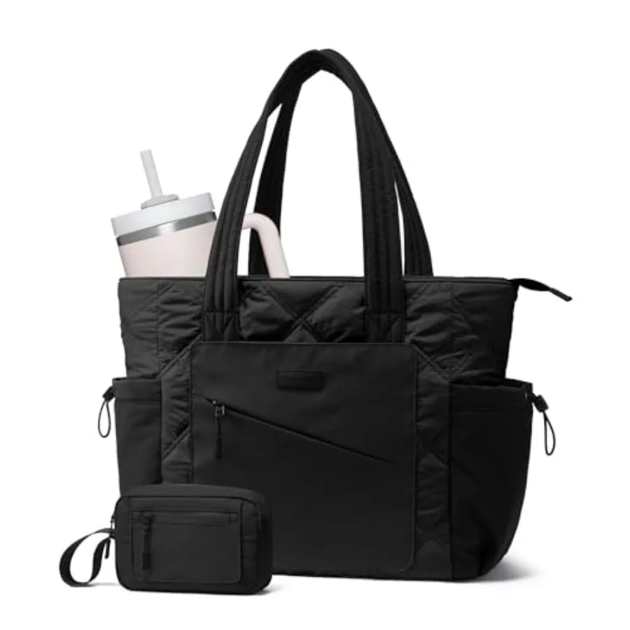 

LOVEVOOK Tote Bag for Women, puffer tote bag for Work Travel Nurse, Lightweight quilted Bags with Compartments
