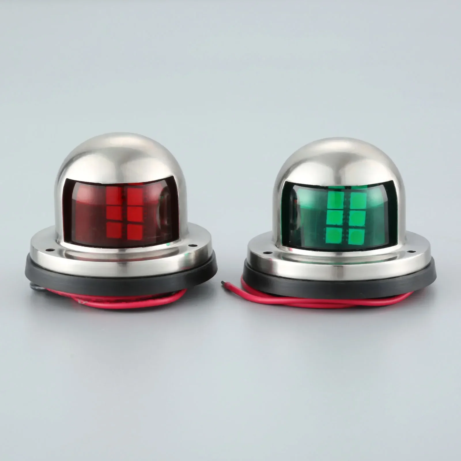 1 Pair Marine Stainless Steel 12V LED Sailing Signal Indicator Lights Red & Green Navigation Light Lamp Rowing Boats Accessories