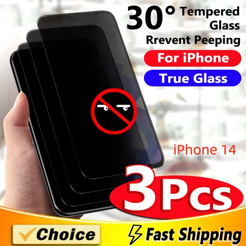 

3Pcs Privacy Screen Protectors for IPhone 14 Anti-spy Tempered Glass