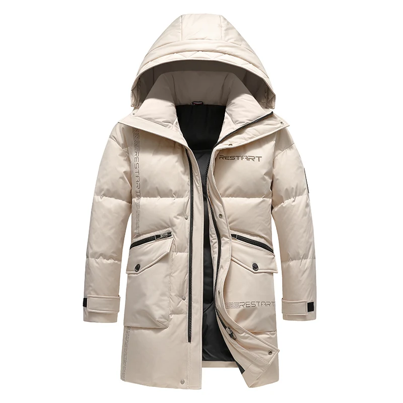 Winter 90% White Duck Down Jacket For Men Luxury Brand Top Quality Waterproof Windbreaker Hooded Long   Outwear