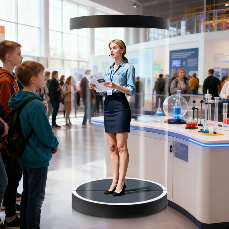 

5,5 10,1 21,5 75-дюймовый 3D-голограммный дисплей, цилиндрический искусственный интерaction, голографическая проекция, прозрачная витрина