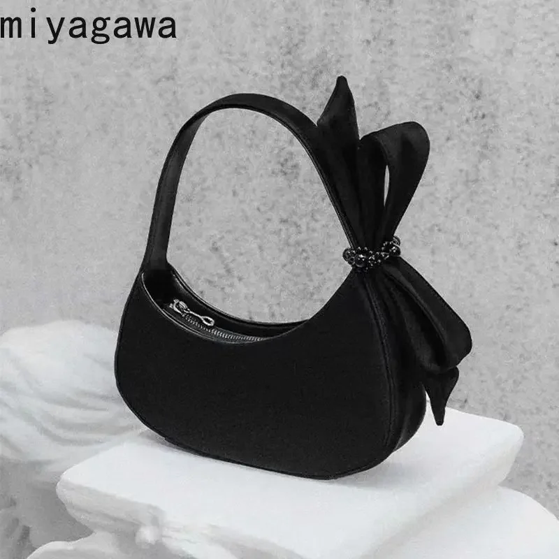 Miyagawa 2023 New Autumn Winter Fashion Bow Tie Crescent Bag High Quality Handheld Shoulder Bag Elegant Girls Designer Bag