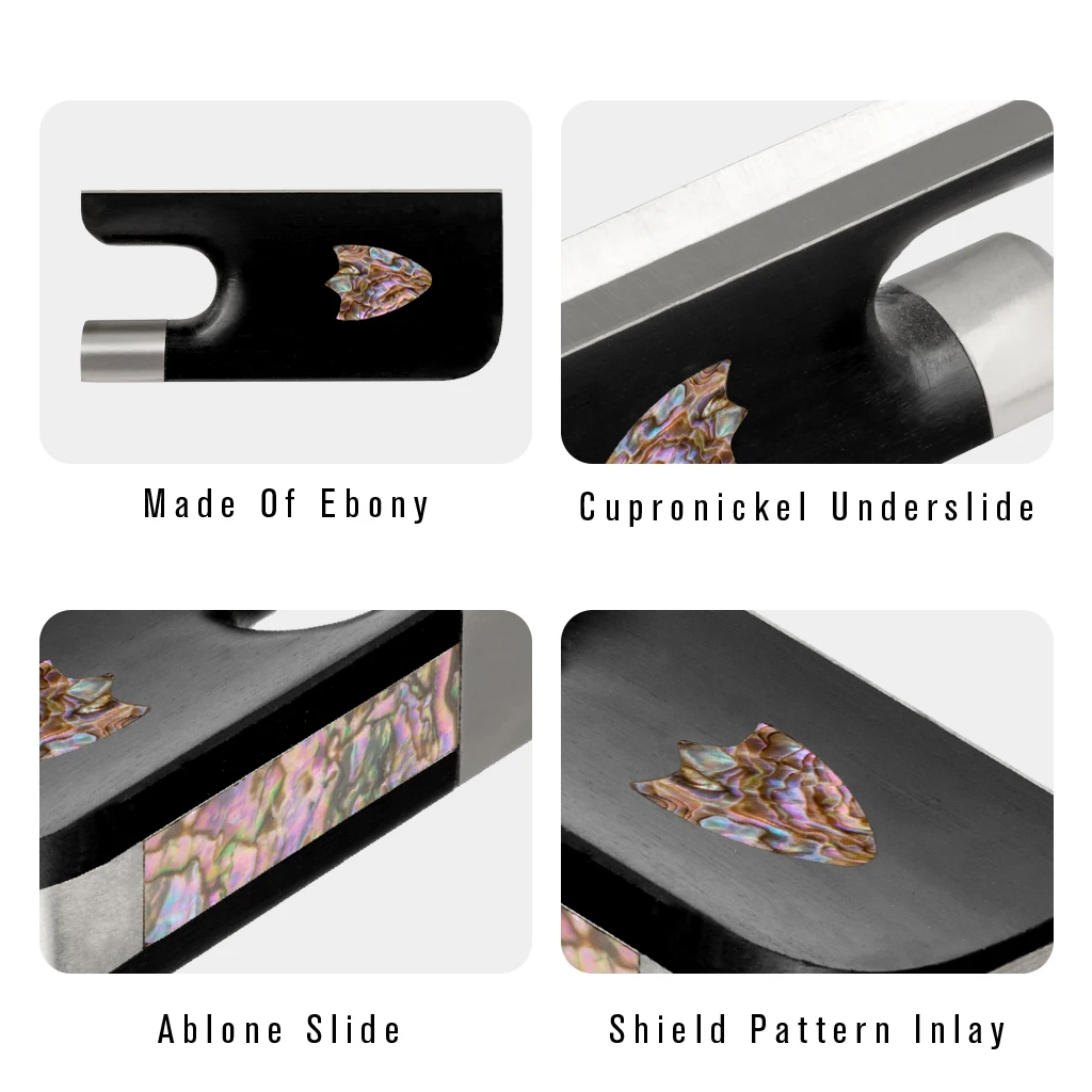 LOOK Master Ebpony Cello Bow Color Pearl Inlay Frog Silver Parts VIolin/Viola/Cello Luthier Bow Maker