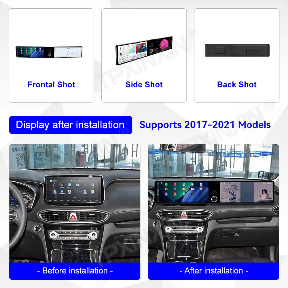 Dual Screen Interaction Android For Hyundai Santa Fe 2017~2021 Multimedia GPS Navigation Car Radio Stereo Receiver IPS Head Unit