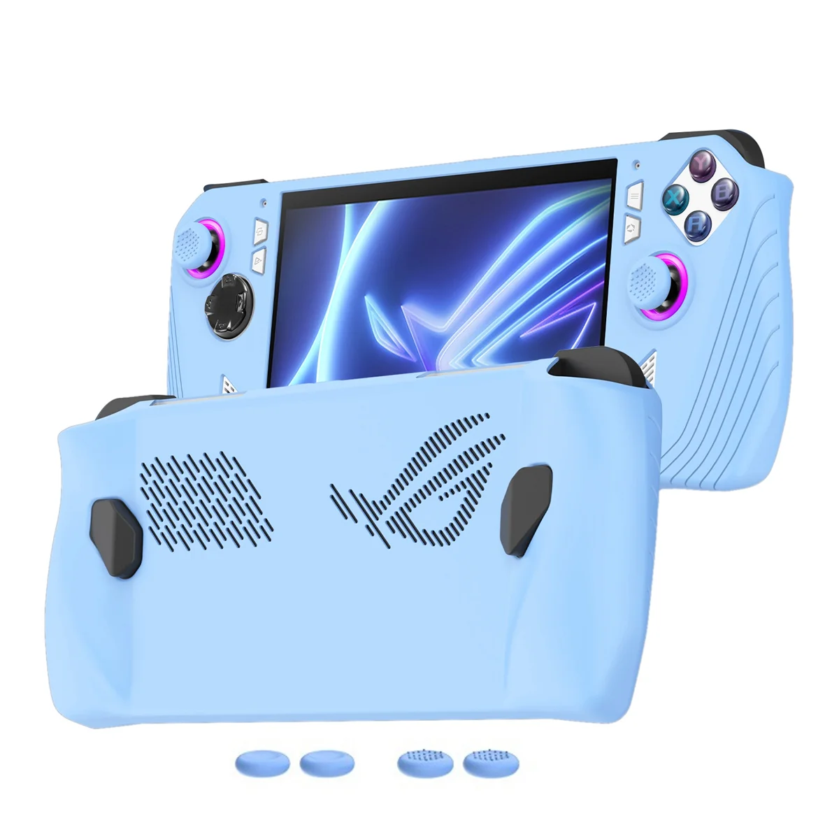 

BABQ! For Ally Handheld Game Console All-Inclusive Silicone Protective Case Handheld Anti-Drop Case,Luminous Blue