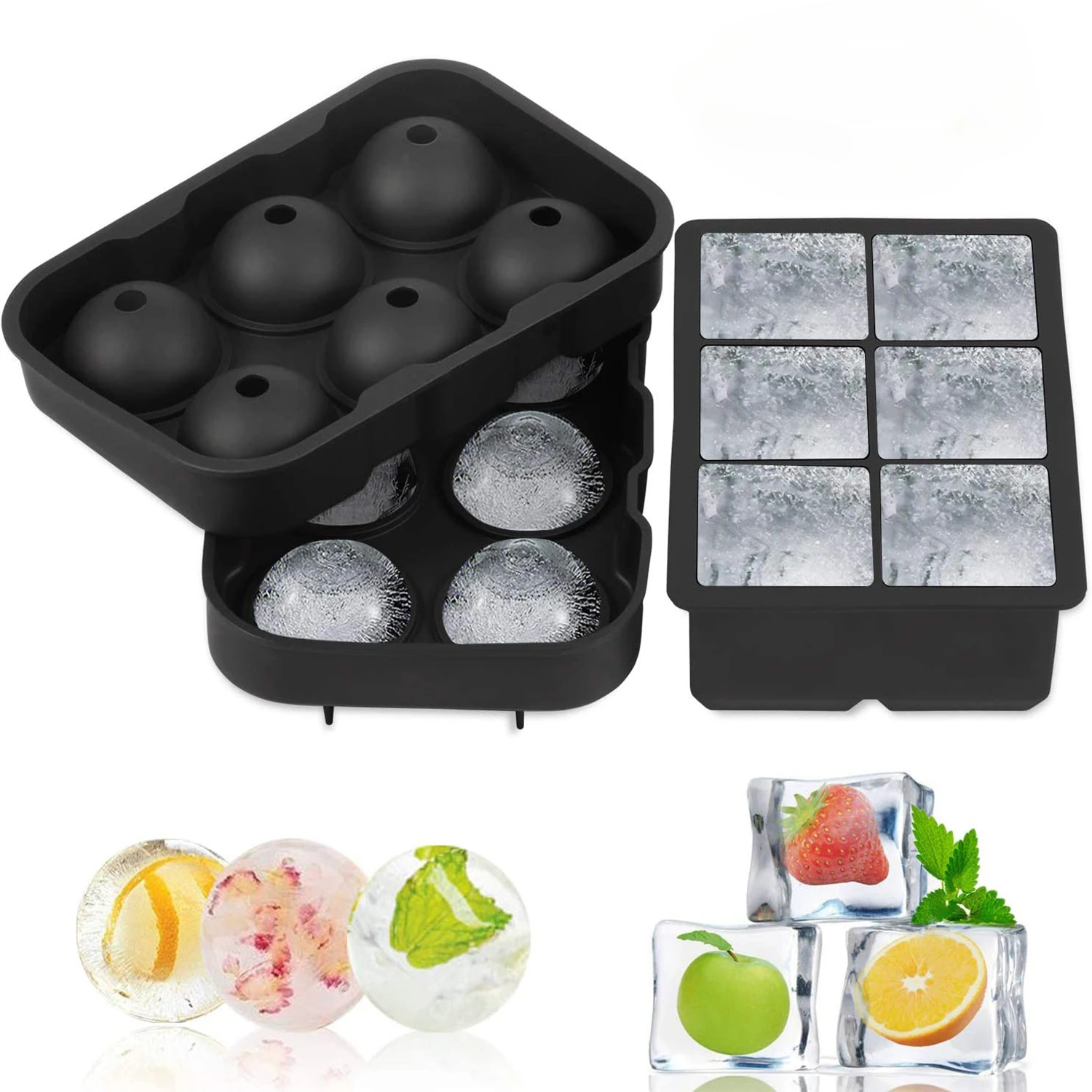 1PC DIY Easily Demoulded Silica Gel Ice Cube Reusable Ice Mold Whiskey Ice Mold Ball Drilling Ice Mold Ice Cream Mold Ice Making