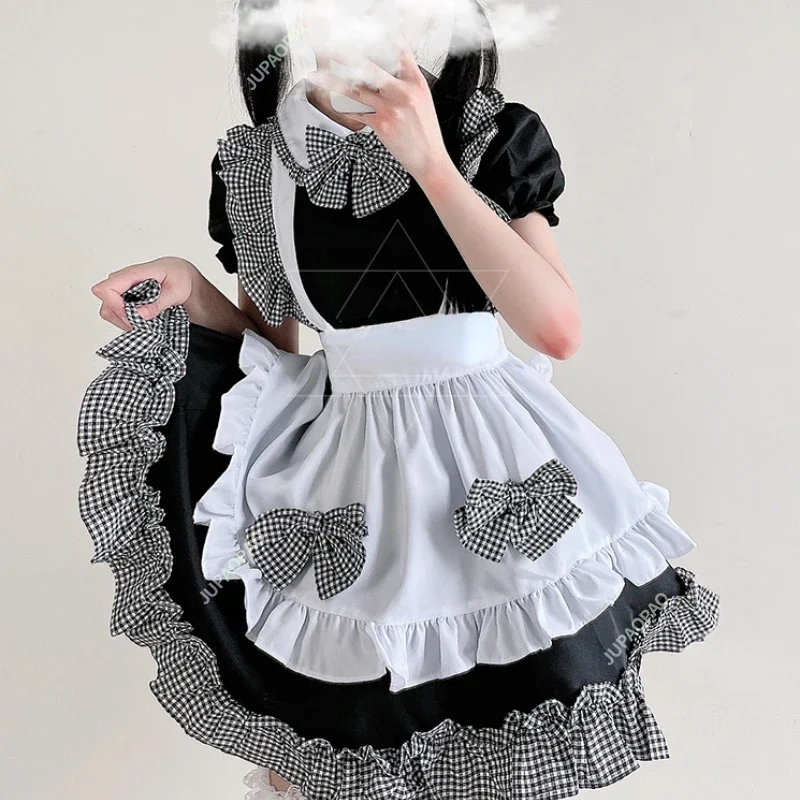 Costume de femme de chambre Lolita noir pour femme, robe de femme de chambre mignonne, costume de jeu japonais, performance cancers, Halloween