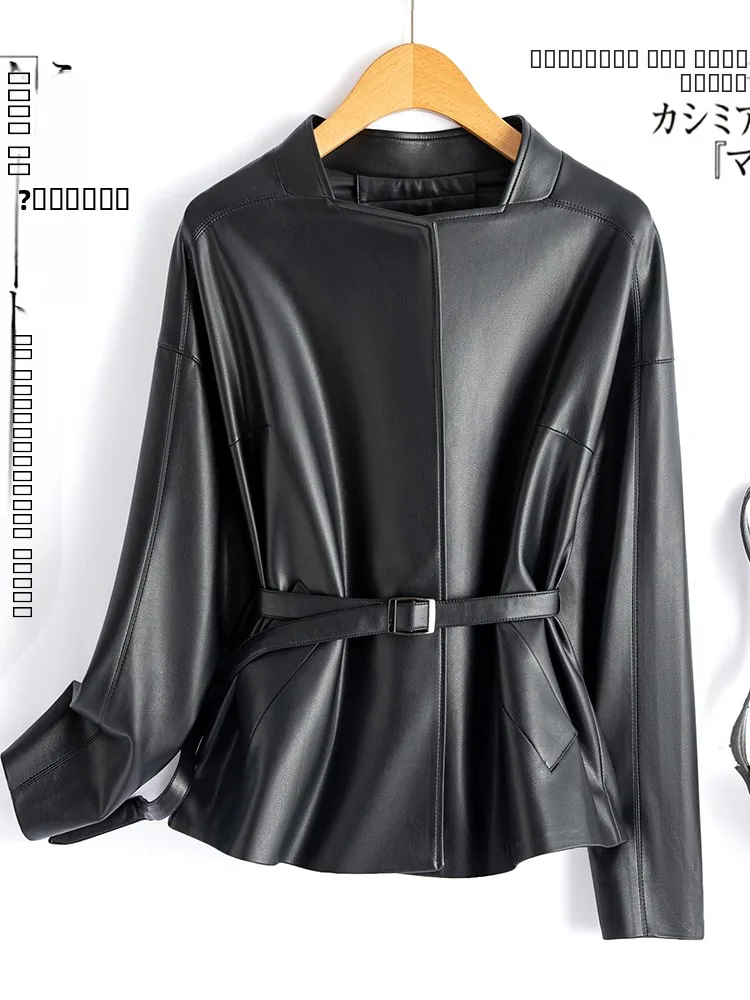 Haining Echt Lederen Jas Dames Korte Mouw 2025 Herfst Nieuwe Mode Taille-omhullende Schapenvacht Kleine Buitenkleding