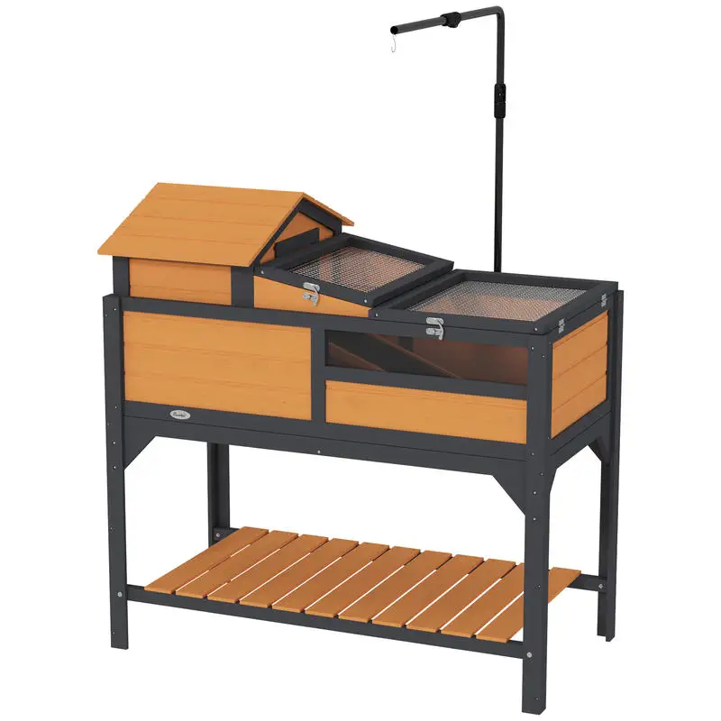 

Tortoise Enclosure Tortoise House w/ Adjustable Lamp Holder, Storage Shelf, Removable Main House, Openable Lid, Yellow