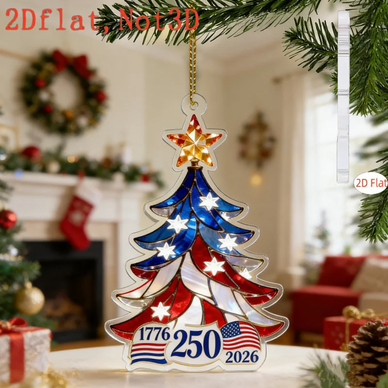 Cross Border New US 250th Anniversary 2D Acrylic Pendant Patriotic Bell Ornament