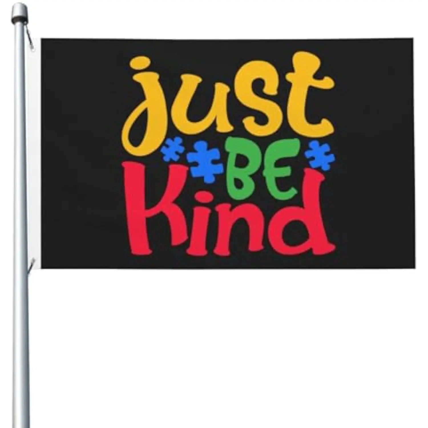 Just Be Kind Autism Awareness Puzzle Pieces Flag Durable Outdoor Banner Home Yard Decoration