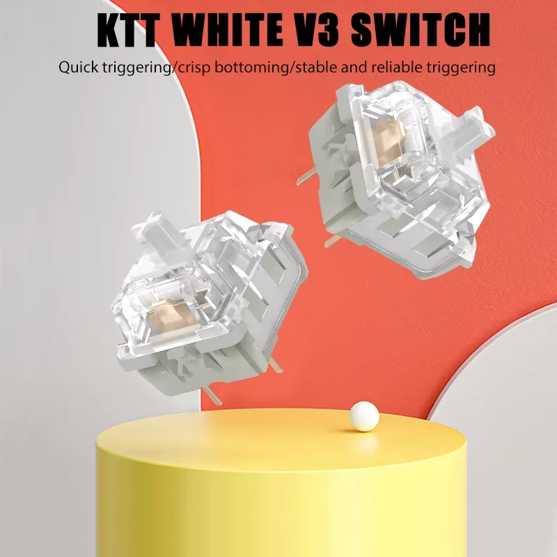 KTT Kang White V3 Switches DIY Mechanical Keyboard Linear Switch 3 Pins 45 gf Custom Gaming Hot swap Keyboard Kit MX Switch