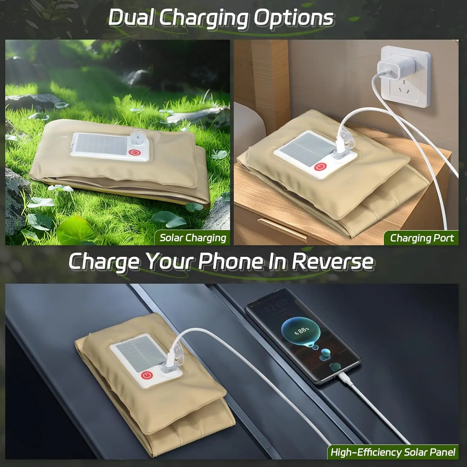 Selorss Solar Camping Lantaarn 2000Mah Opvouwbare Draagbare Camping Licht Waterdicht 3 Warm Licht Voor Wandelen Camping Vis Usb-Type C