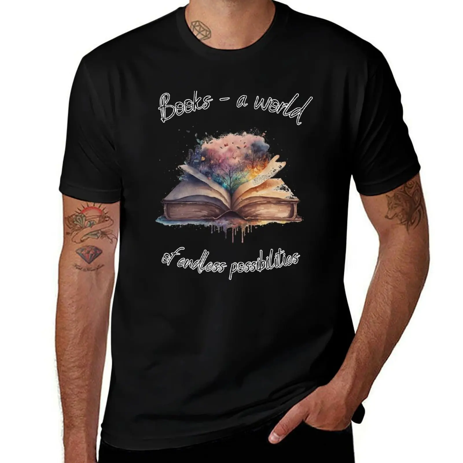Books - a world of endless possibilities T-Shirt Basic Casual Short Sleeve Cotton Shirt