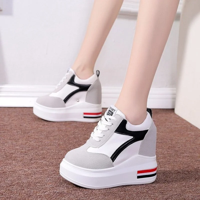 2022 Classic Fashion Woman sneakersy na wysokiej podeszwie wiosna buty damskie kobieta czarne białe trampki oddychające Zapatos Casual Mujer