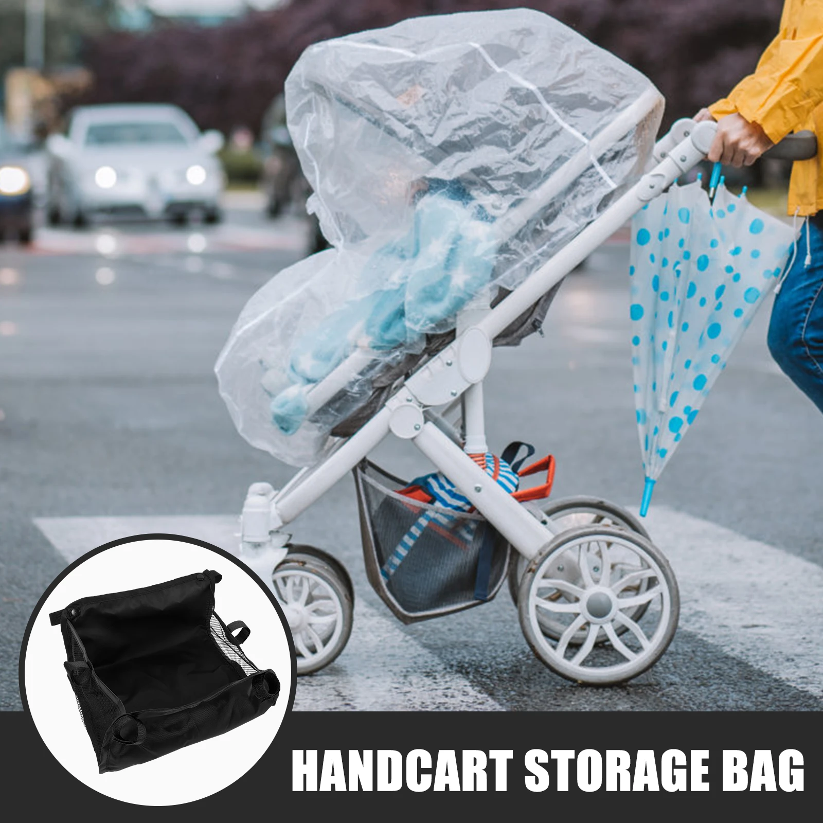 

Umbrella Stroller Storage Bag Black Large Capacity Oxford Cloth Baby Stroller Bottom ganizer Toddler Travel Products