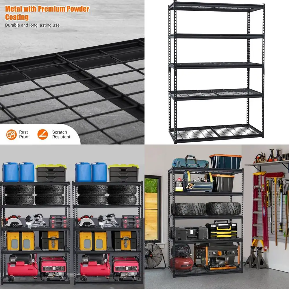 

Прочные металлические стеллажи для гаража, 3000 фунтов, регулируемые, легкая сборка, 48Ш x 24Г x 72В