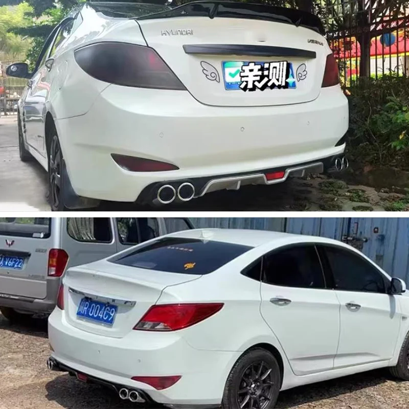 

For Hyundai Verna 2010-2016 Year Rear Diffuser Bumper Lips Splitter Spoiler Exhaust Tailpipe Body Kit Accessories