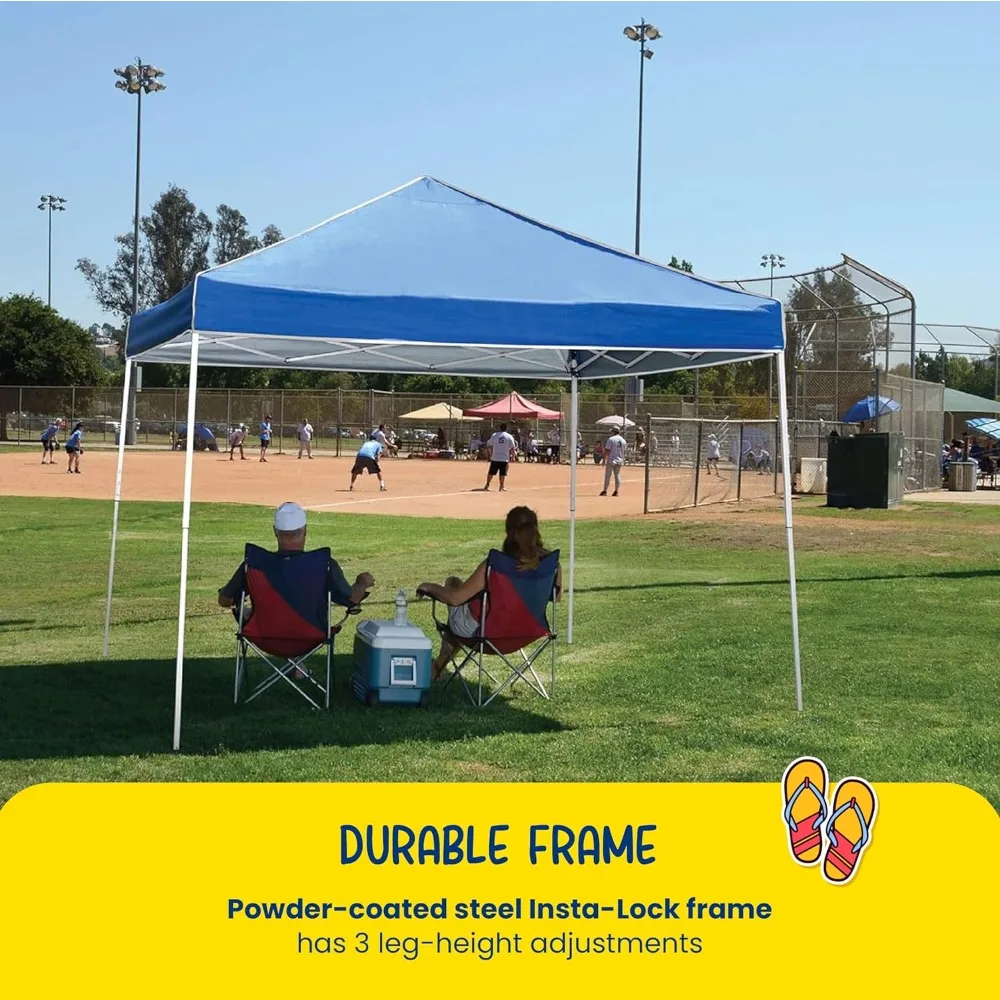 

Everest 10-by-10-Foot Instant Outdoor Steel-Frame Canopy Pop-Up Tent with Stakes and Roller Bag, Blue