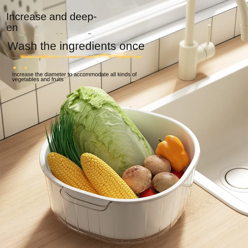 Home Kitchen Drain Basket Double-layer Large-capacity Fruit and Vegetable Filter Basket Enlarged and Deepened