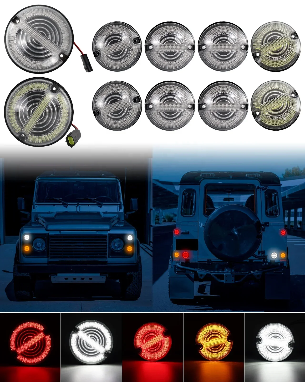 10PCS LED Upgrade Kit Signal Lamp Stop Fog Reversing License Plate Lights For Land Rover Defender 90-16 New Front Rear Indicator
