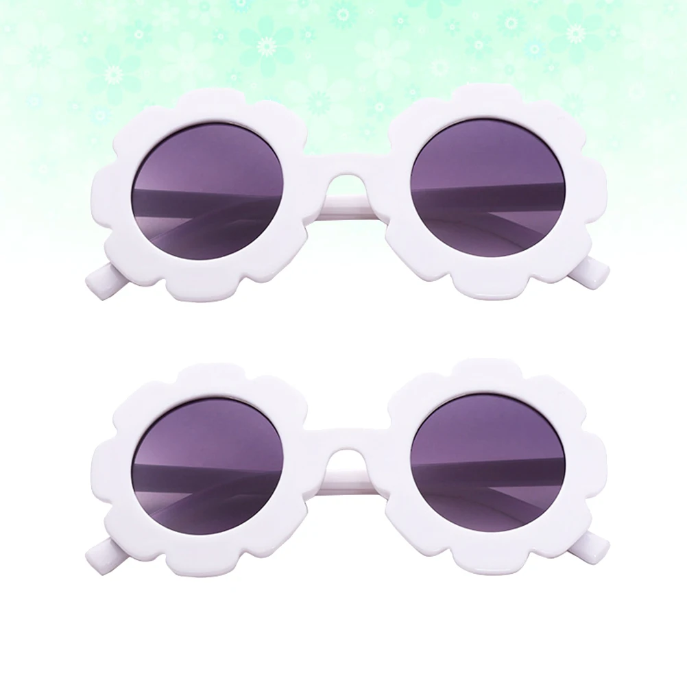 

2pcs Children Sunglasses Anti-UV Lightweight Fashion Sunflower Design Party White Kids Outdoor Activity Gift Stylish Durable