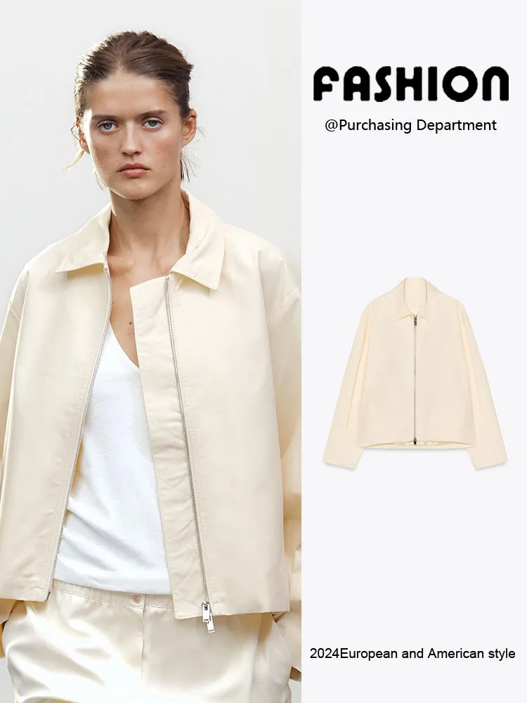 

Spring New Arrival Women's Long Sleeve Double Zipper Lapel Pilot Jacket Outerwear Commute Style Fashionable Ladies' Coat