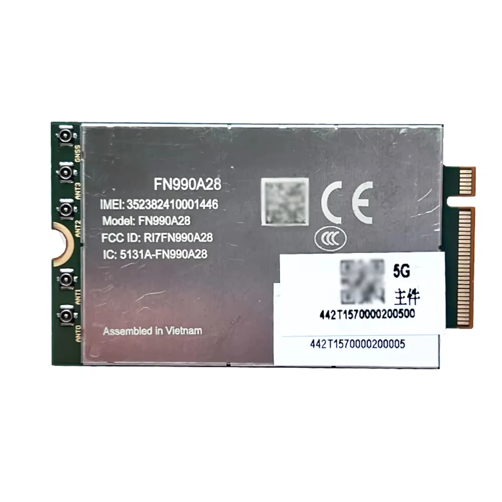 FN990A28 Snapdragon X62 LTE 5G NR Sub-6 M.2 Global 4G Cat19 Data Card 120 MHz 3.4Gbps USB3.1 For laptops PCs 5G CPE