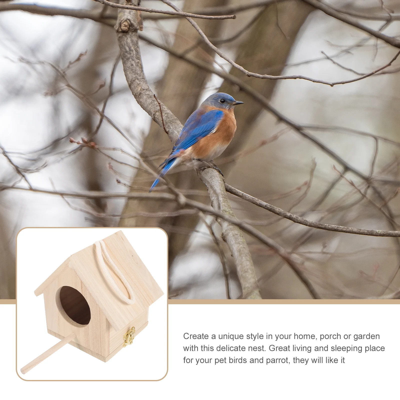 

Wooden Nesting Box For Parrots Parakeets Budgies Sturdy Breeding Outdoor Garden Bird Pet Birds Supplies Safe
