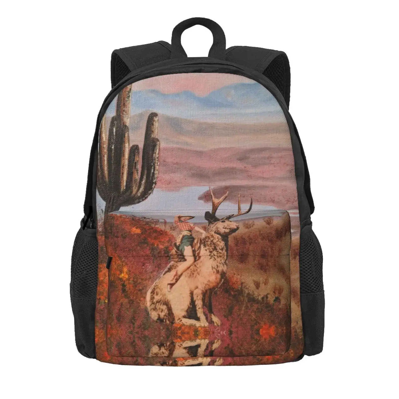 Pinup Jackalope Cowgirl Hot Sale Schoolbag Backpack Fashion Bags Pinup Cowgirl Cactus Art Jackalope Art