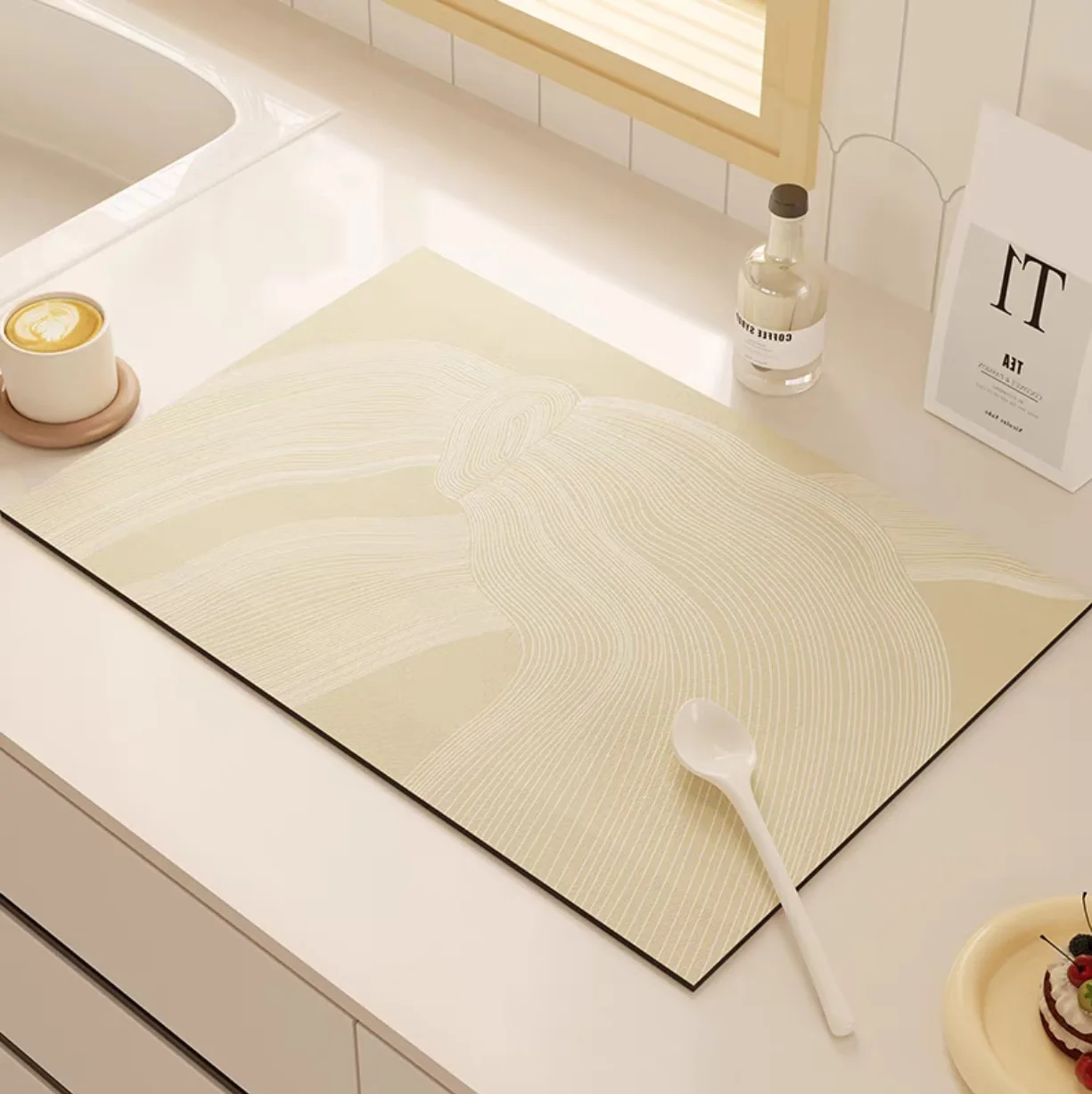 

2024 Drain pad with high aesthetic appeal, water absorbing sink, faucet, bar counter, dining table mat