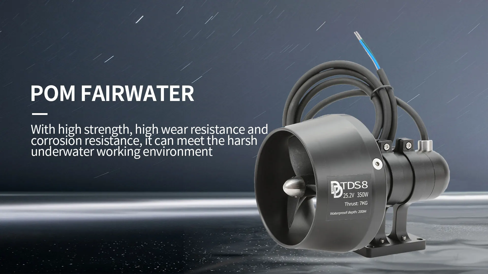 TDS8 7Kg Thrust, Underwater Thruster, 24V, 350W, Metal Corrosion Resistant, for ROV/Boat/Robot/Trawler/Unmanned Vessel