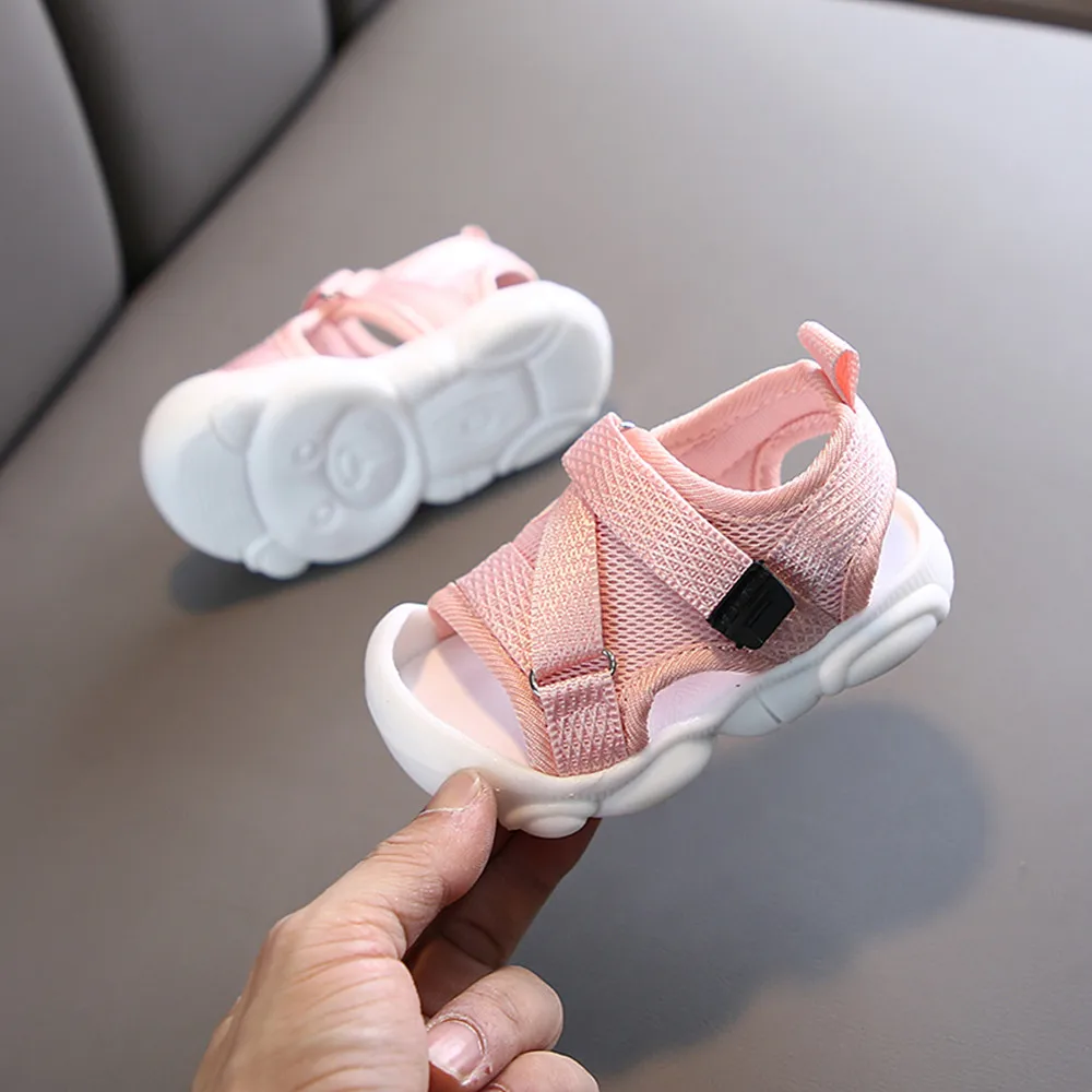 Summer Toddler Sandals Baby Girl Shoes Solid Color Net Cloth Breathable Boys Sneakers Kids Infant Sport Girls Sandals SYJ035