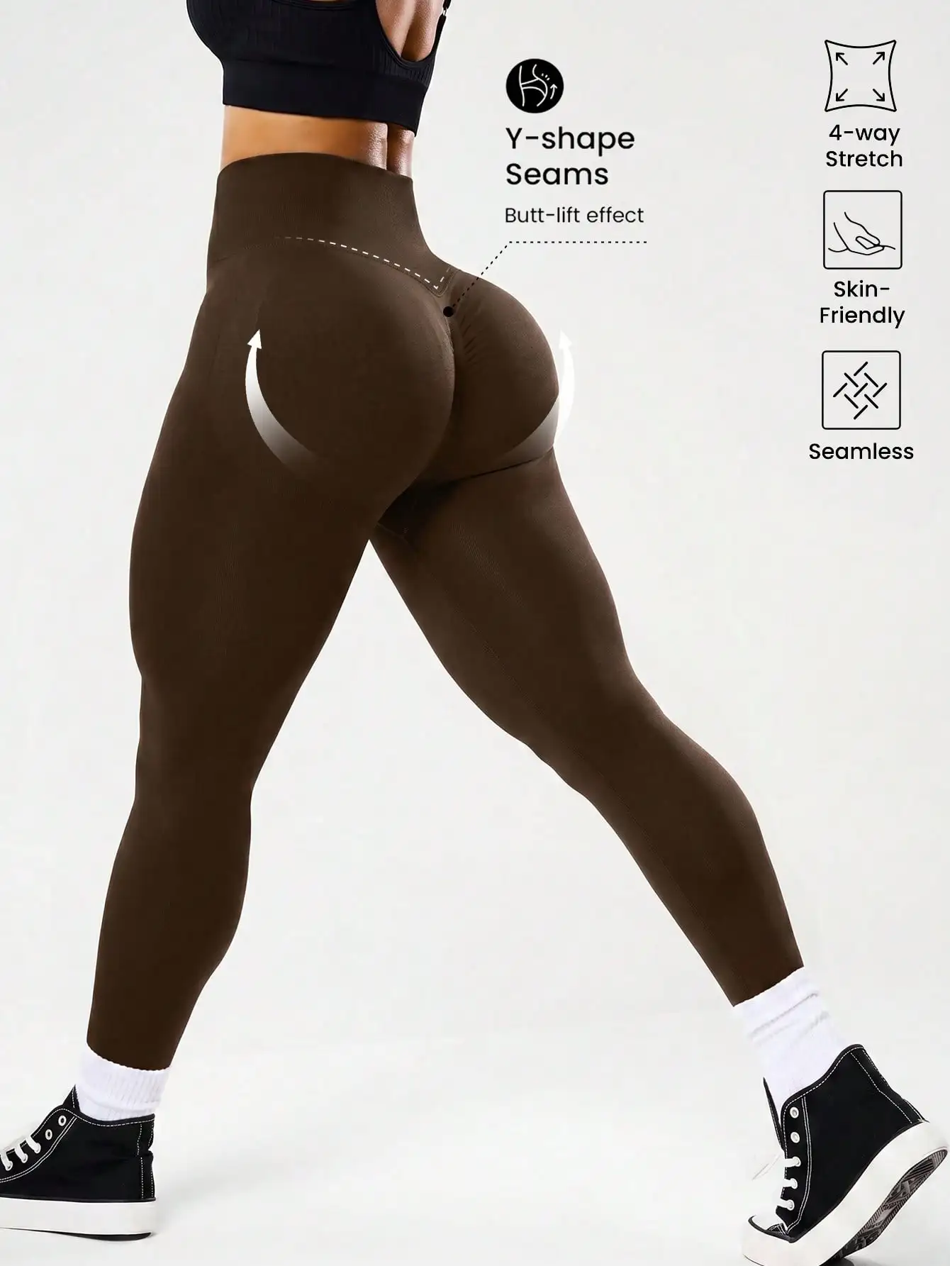 Women Plus Size High Waist Seamless Yoga Pants Butt Lifting Cross V Waistband Gym Workout Leggings