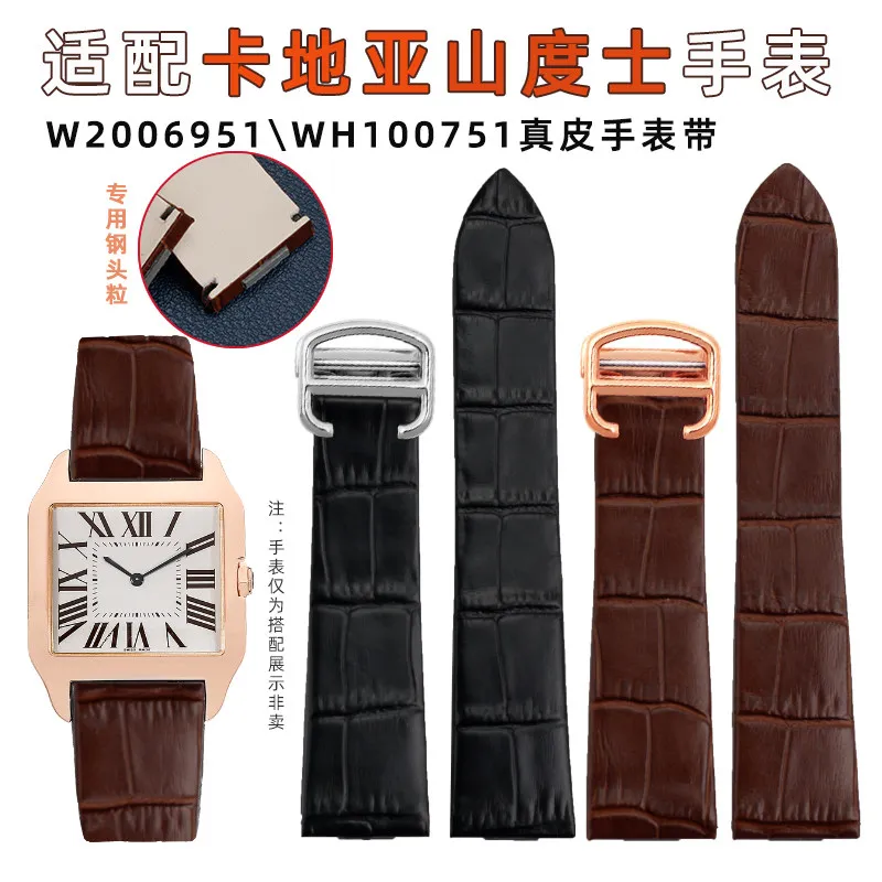 genuine-leather-watch-strap-for-cartier-santos-w2006951-wh100751-18mm-21mm-black-brown-women-replacement-bracelet-folding-buckle